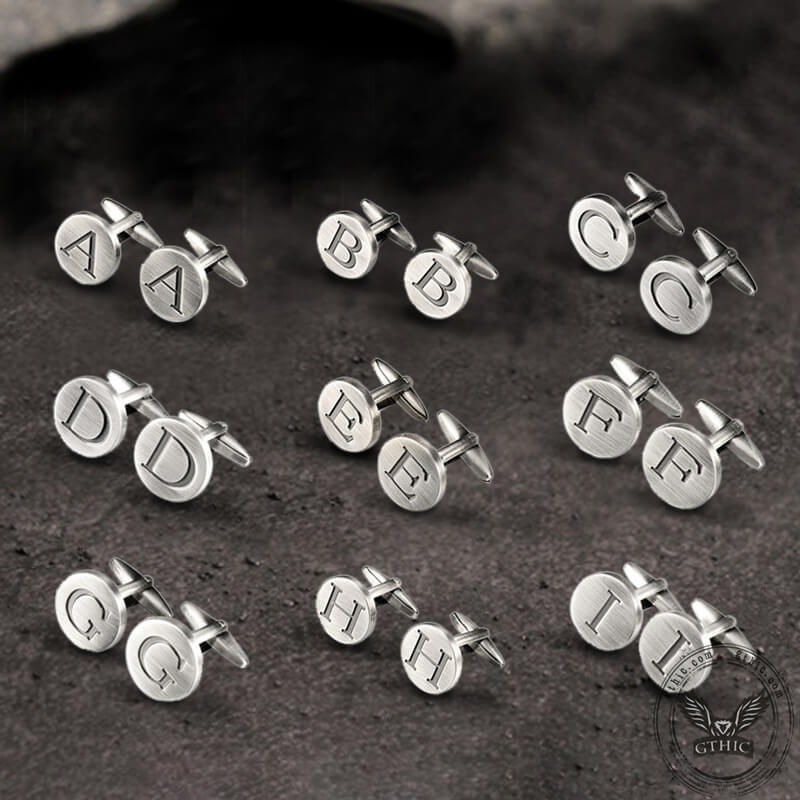 Letter Copper Round Cufflinks