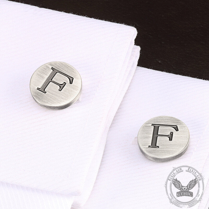 Letter Copper Round Cufflinks