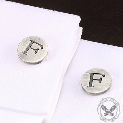 Letter Copper Round Cufflinks