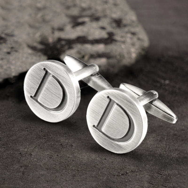 Letter Copper Round Cufflinks