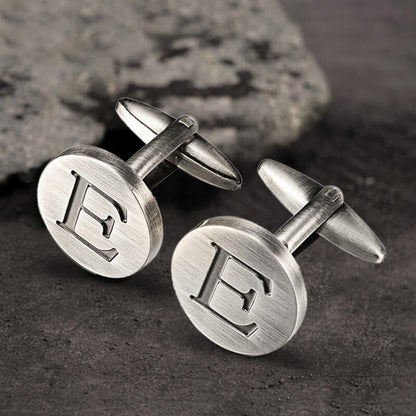 Letter Copper Round Cufflinks