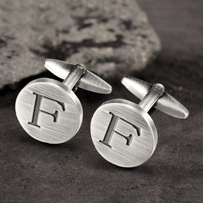 Letter Copper Round Cufflinks