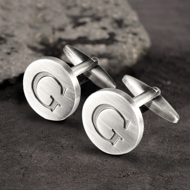 Letter Copper Round Cufflinks