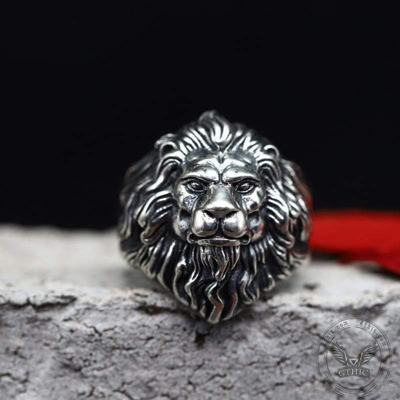 Lion Head Sterling Silver Animal Ring