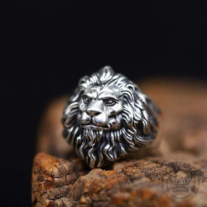 Lion Head Sterling Silver Animal Ring