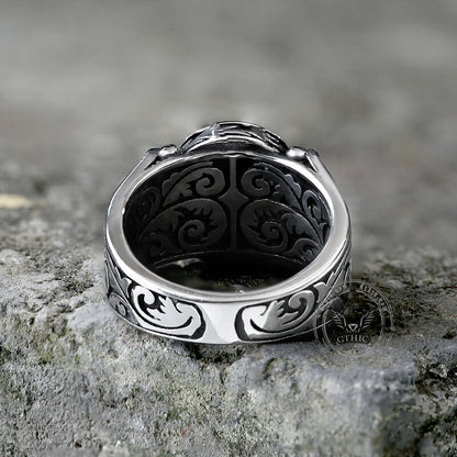Malachite Inlaid Stainless Steel Gemstone Ring