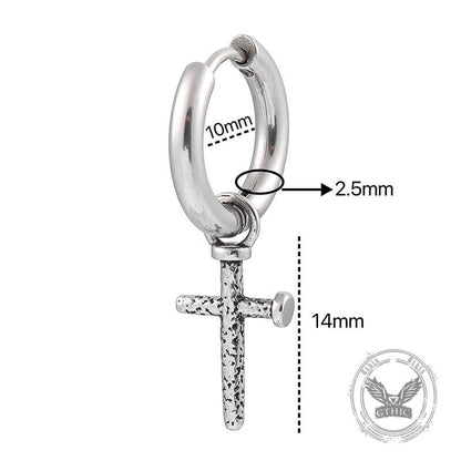 Nail Cross Stainless Steel Stud Earrings