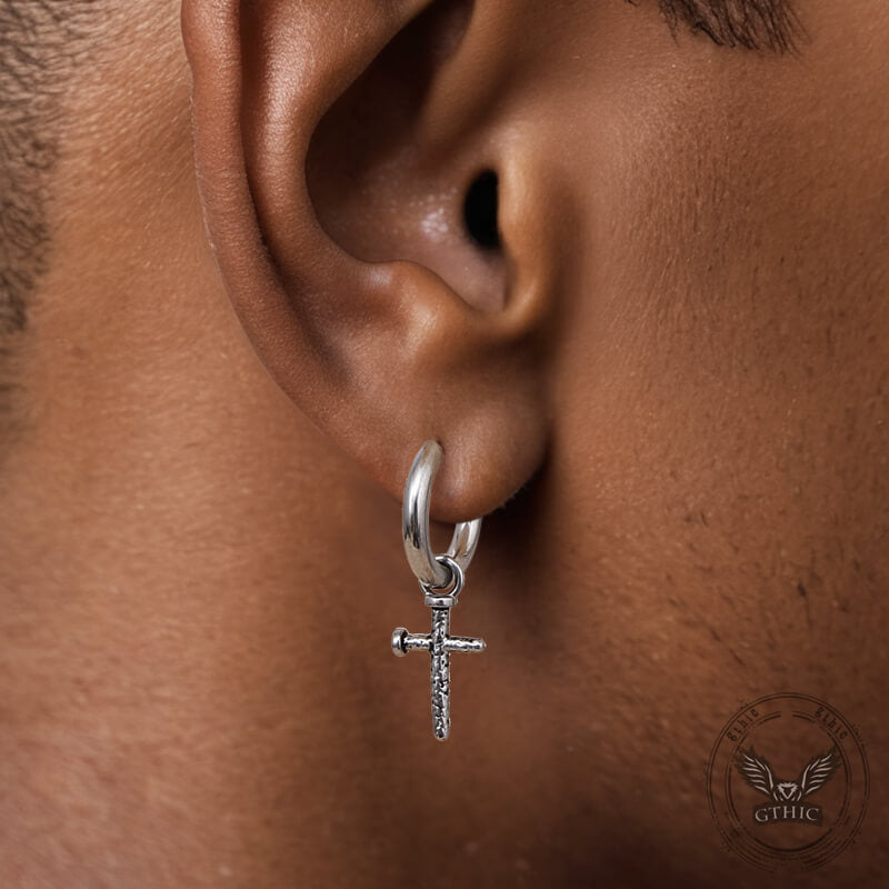 Nail Cross Stainless Steel Stud Earrings