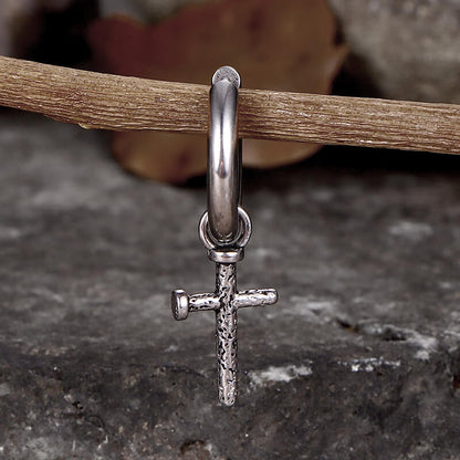 Nail Cross Stainless Steel Stud Earrings