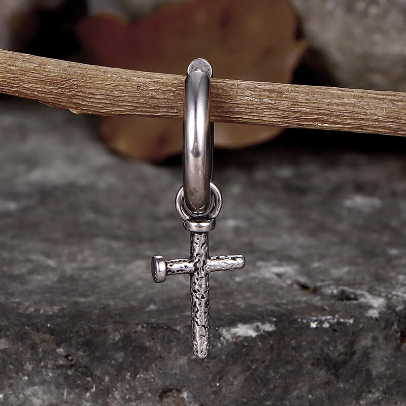 Nail Cross Stainless Steel Stud Earrings