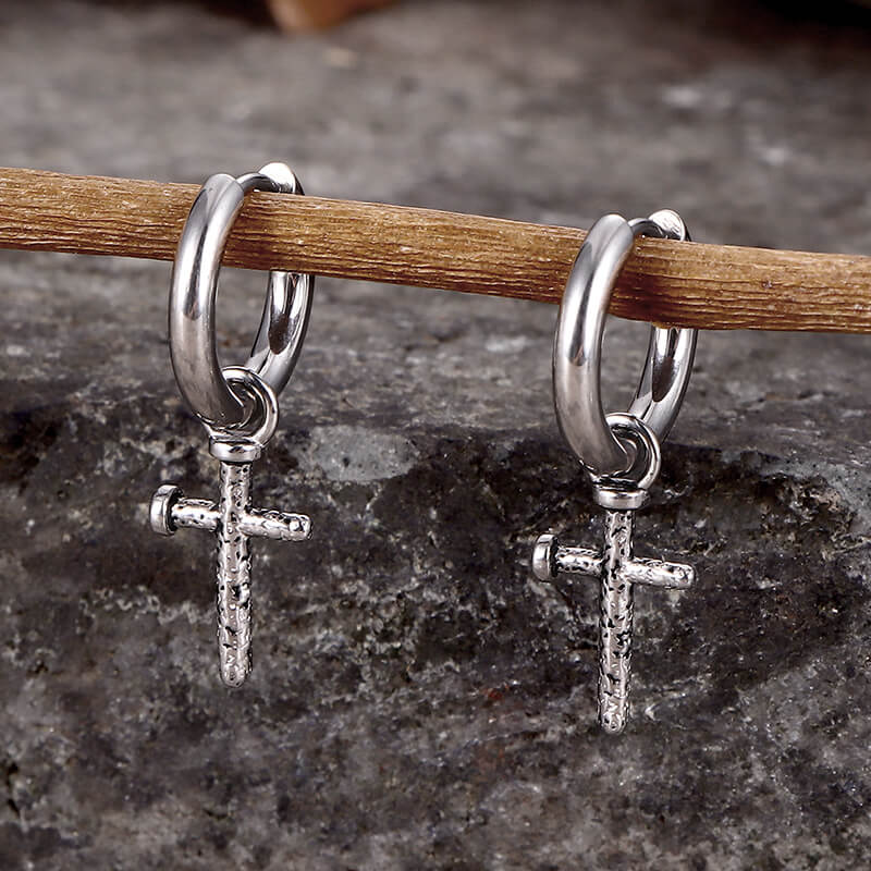 Nail Cross Stainless Steel Stud Earrings