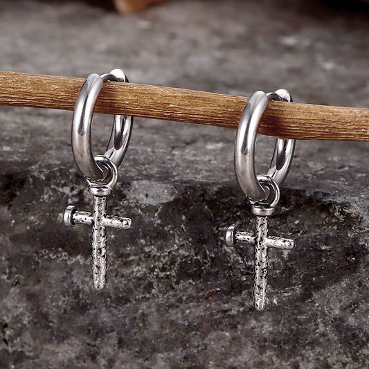Nail Cross Stainless Steel Stud Earrings