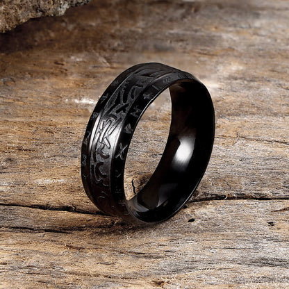 Nordic Runes Stainless Steel Viking Ring