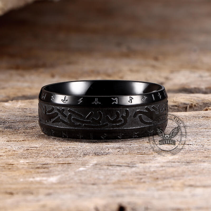 Nordic Runes Stainless Steel Viking Ring