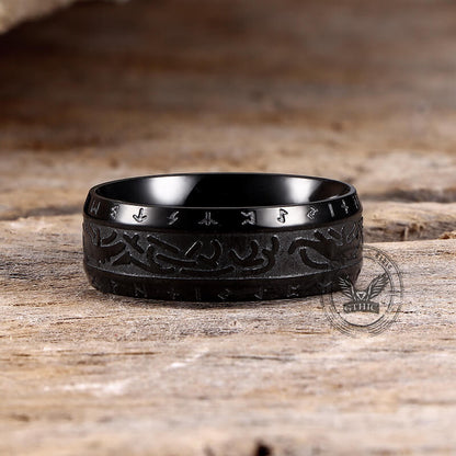 Nordic Runes Stainless Steel Viking Ring