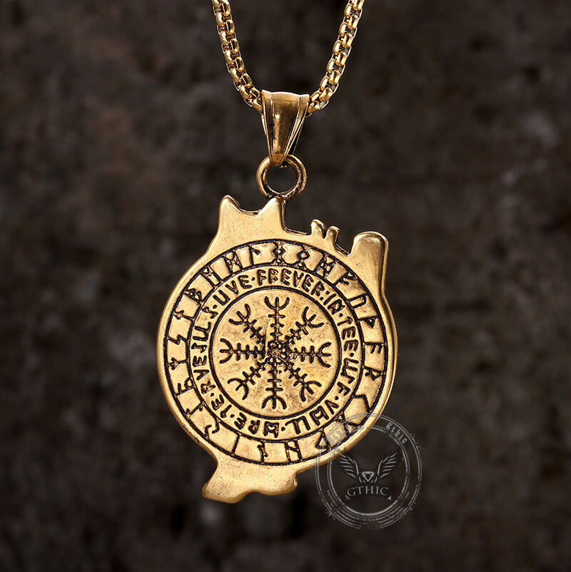 Nordic Viking Wolf Head Stainless Steel Pendant Necklace