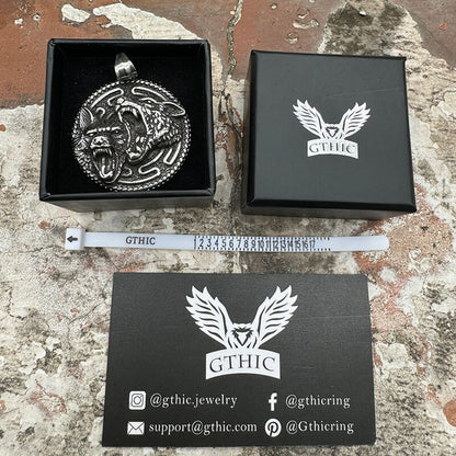 Nordic Wolf Valknut Stainless Steel Viking Pendant