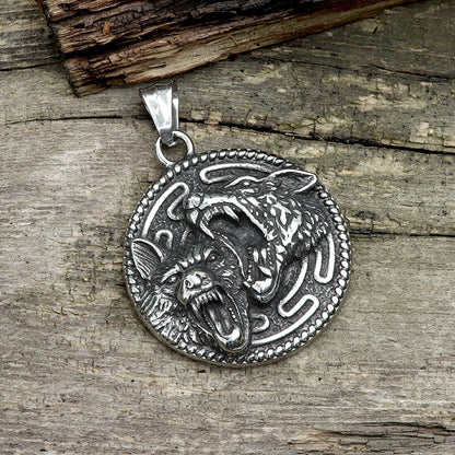 Nordic Wolf Valknut Stainless Steel Viking Pendant