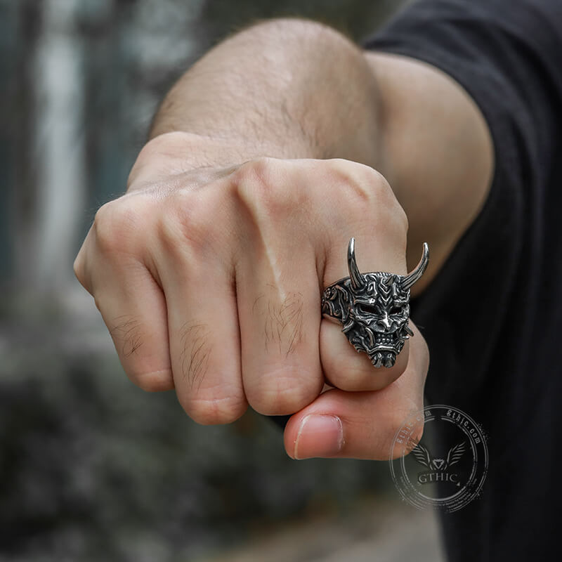 Oni Mask Stainless Steel Ring