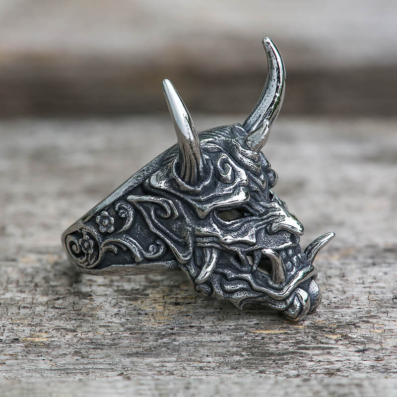 Oni Mask Stainless Steel Ring