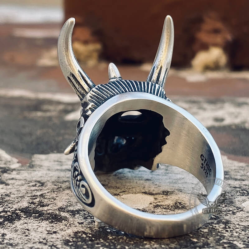 Oni Mask Sterling Silver Ring