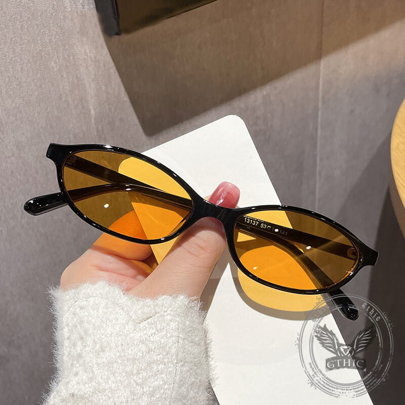 Oval Small Frame Sun Visor Ac Sunglasses