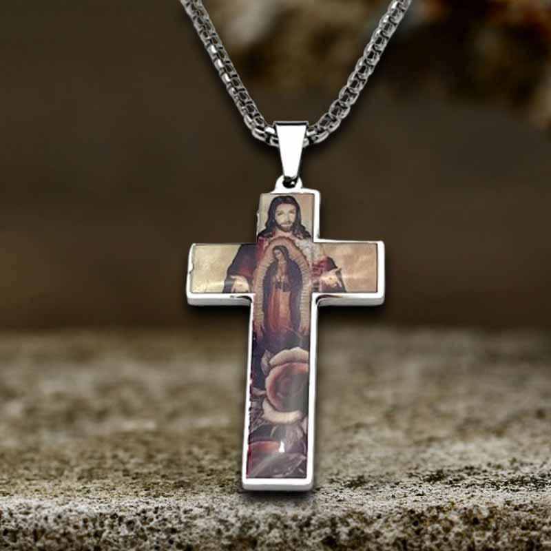Painted Jesus Cross Stainless Steel Pendant