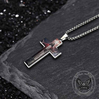 Painted Jesus Cross Stainless Steel Pendant