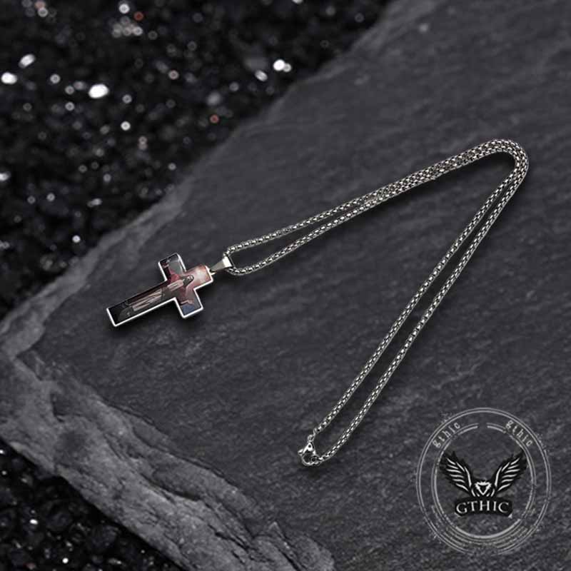 Painted Jesus Cross Stainless Steel Pendant