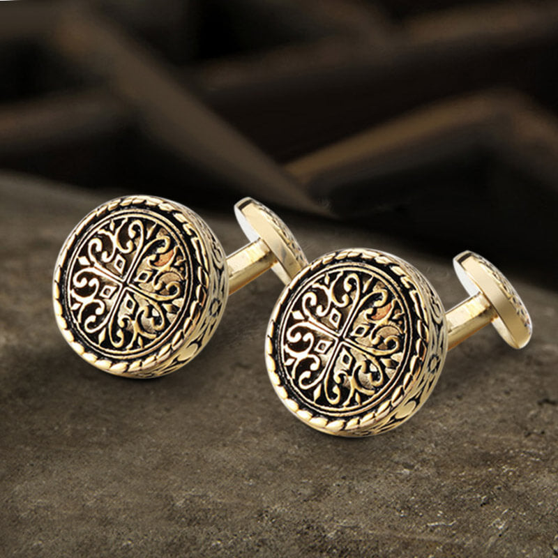 Pattern Brass Fixed Backing Cufflinks