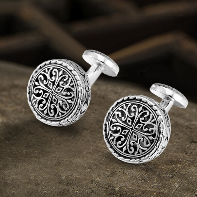 Pattern Brass Fixed Backing Cufflinks