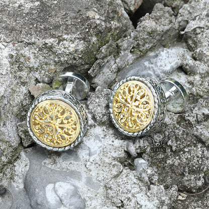 Pattern Brass Fixed Backing Cufflinks
