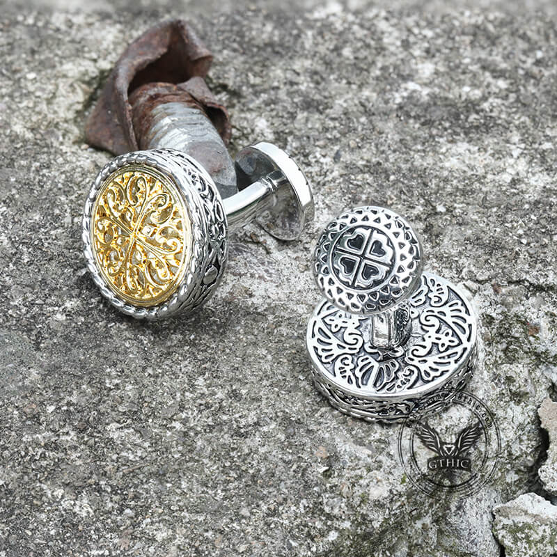 Pattern Brass Fixed Backing Cufflinks