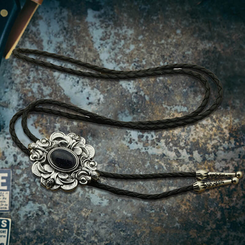 Pattern Gem Carved Alloy Bolo Tie