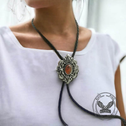 Pattern Gem Carved Alloy Bolo Tie