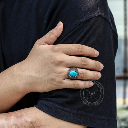 Pattern Gemstone Stainless Steel Ring
