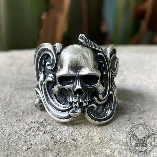 Pattern Sterling Silver Skull Ring