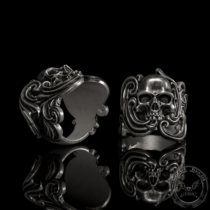 Pattern Sterling Silver Skull Ring