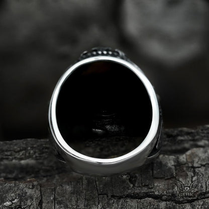 Pattern Turquoise Tiger-eye Stainless Steel Ring