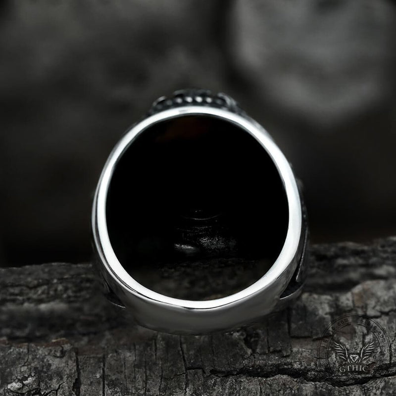 Pattern Turquoise Tiger-eye Stainless Steel Ring