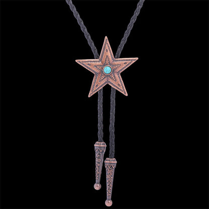 Pentagram Gemstone Inlaid Alloy Bolo Tie