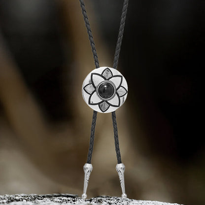 Petal Turquoise Leather Alloy Bolo Tie