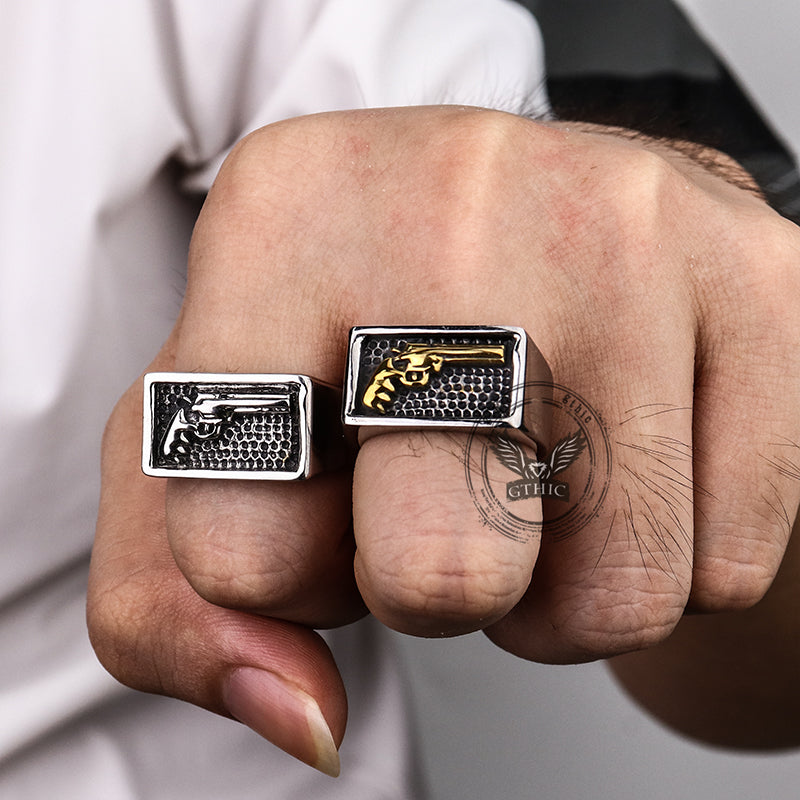 Pistol Gun Stainless Steel Ring