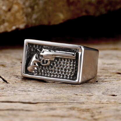 Pistol Gun Stainless Steel Ring