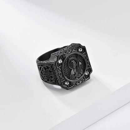 Portrait Cross Stainless Steel Ring