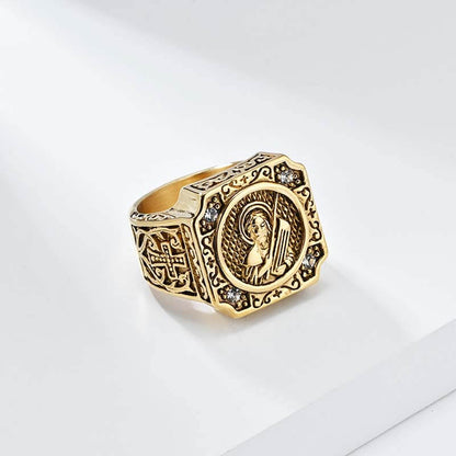 Portrait Cross Stainless Steel Ring