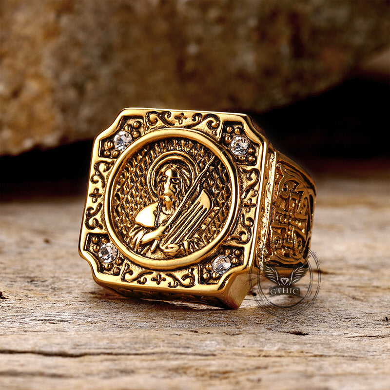 Portrait Cross Stainless Steel Ring