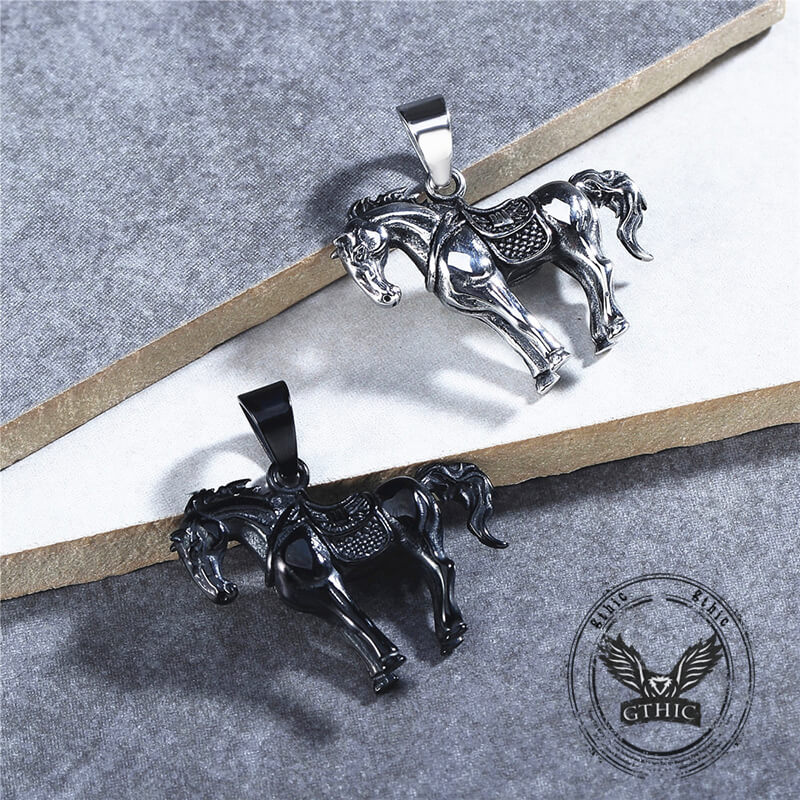 Prairie Horse Stainless Steel Pendant