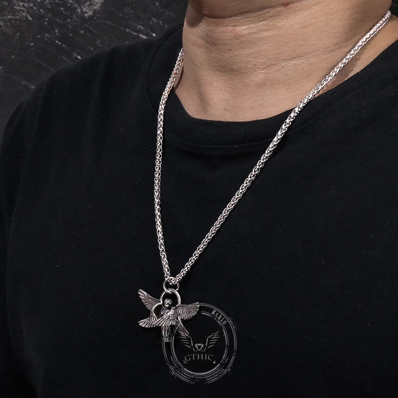 Praying Angel Wings Stainless Steel Pendant