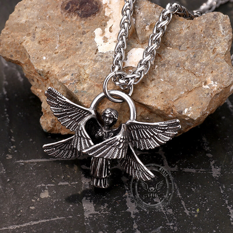 Praying Angel Wings Stainless Steel Pendant